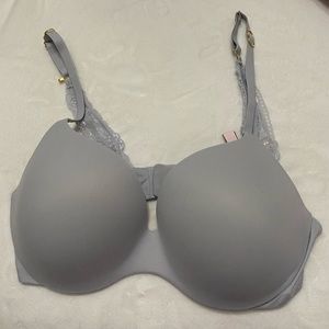 Grey/light blue Victoria secret bra 34D lace racerback